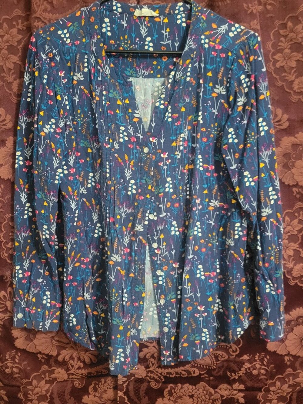 jane and delancey Blue Floral Woman's Size Large Long Sleeve top